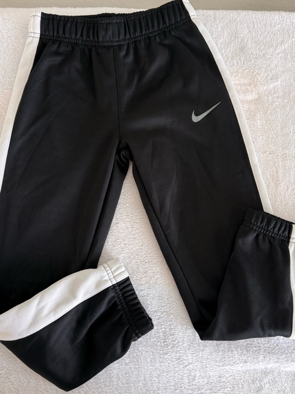 Nike Black Joggers with White Side Stripes - Kids